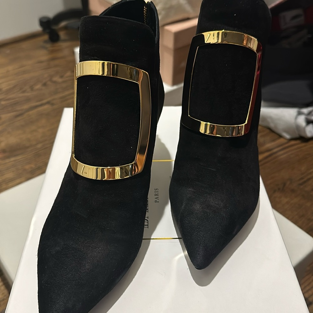 Balmain Marie Buckle Suede Ankle Boots